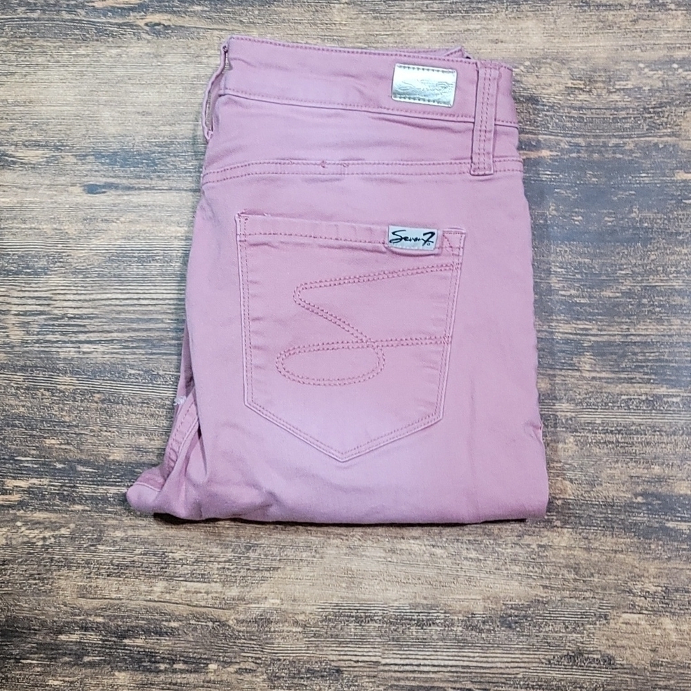 SEVEN7 mid rise ankle skinny raw hem dusty pink size 8